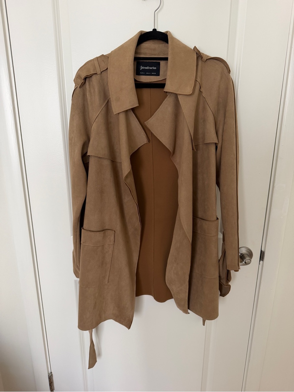 stradivarius Tan Suede Trench Coat